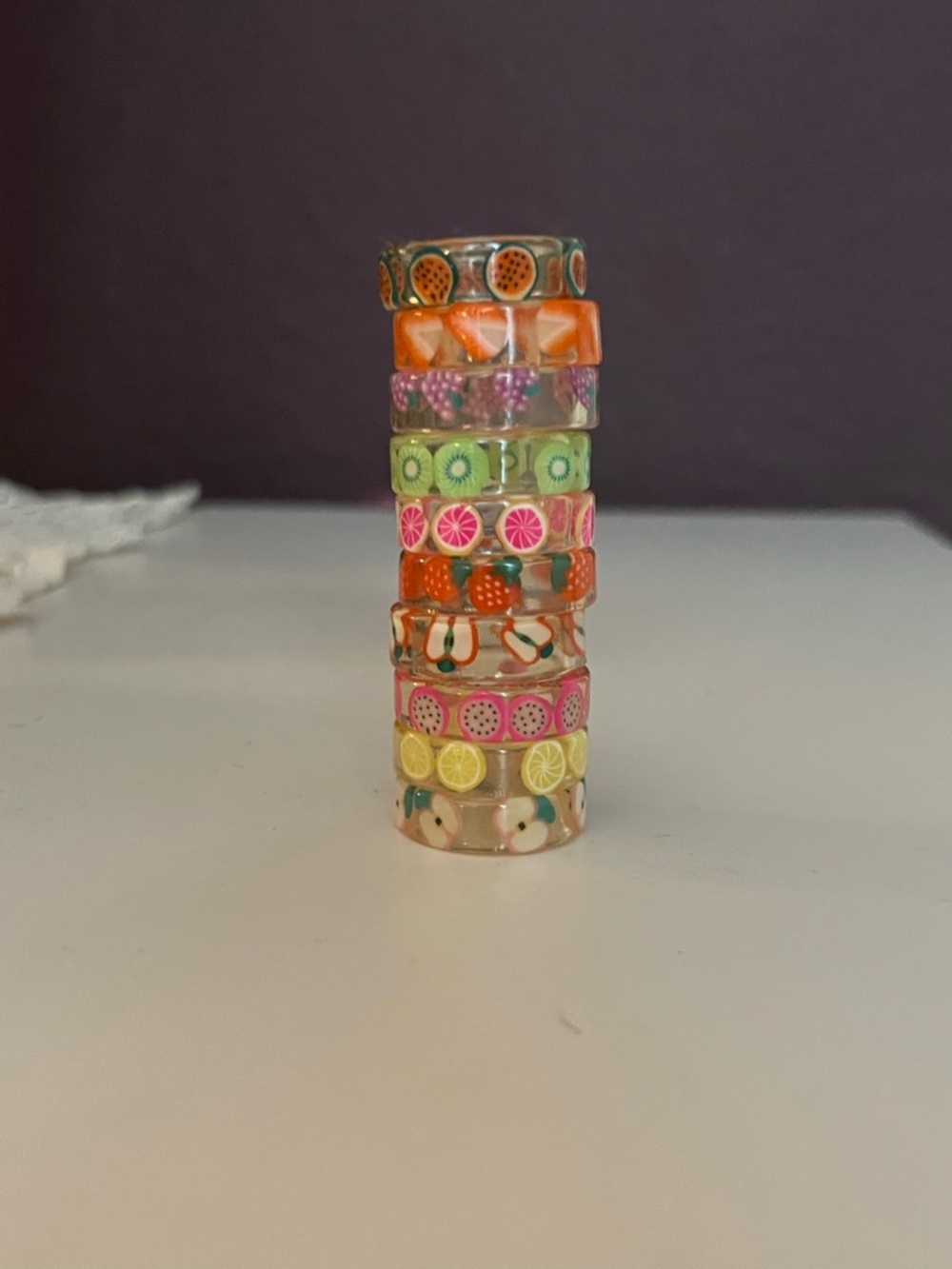 Fruit Pattern Resin Rings